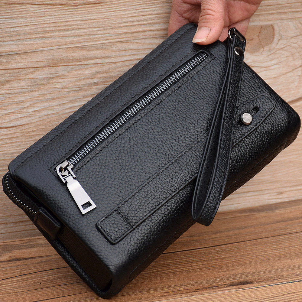 2019新款真皮手提钱包男手包软皮大容量商务手抓牛皮密码锁小包包