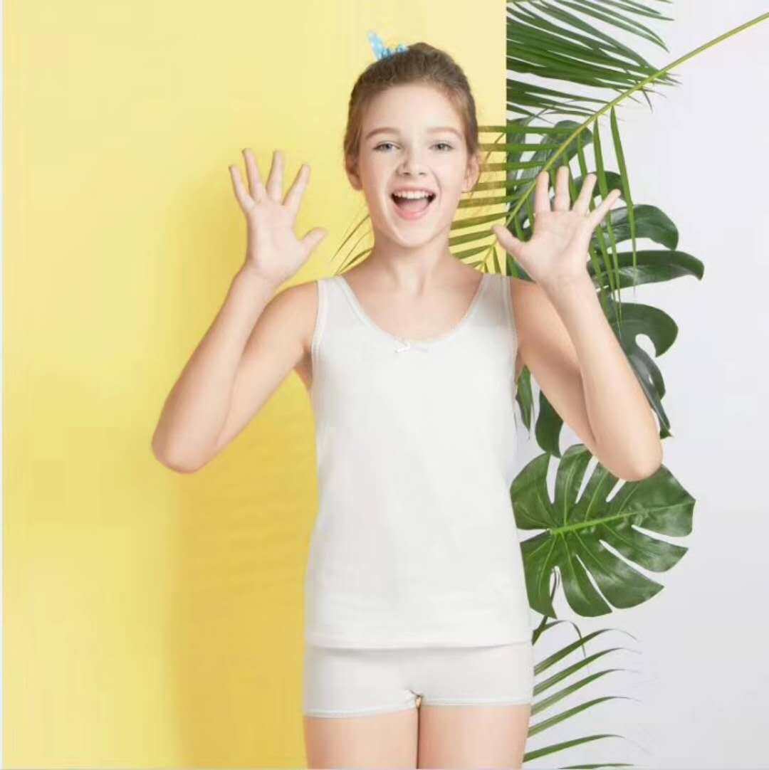 怡兰芬纯棉薄款发育期运动学生内衣长款防露点背心无钢圈少女文胸