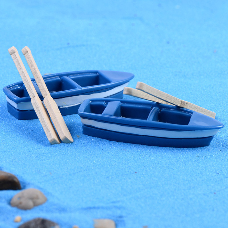 手工彩绘小船船桨模型创意摄影道具卡通摆件摆件