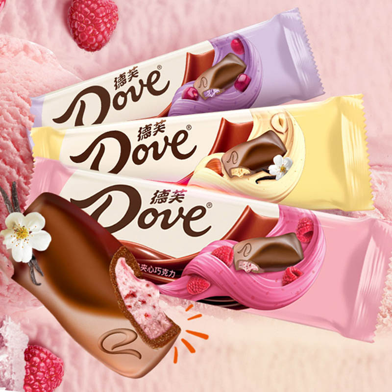 德芙冰淇淋巧克力41g6根香草榛子仲夏莓果朗姆夹心巧克力