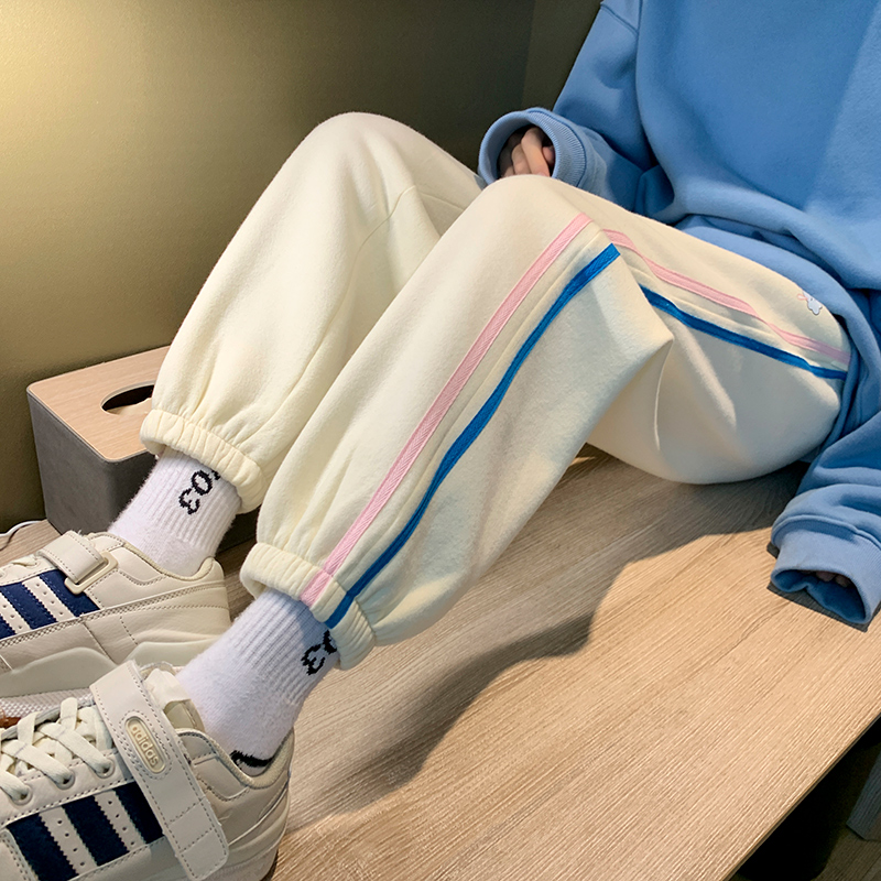 运动裤男冬季宽松加绒裤子韩版潮流卫裤百搭束脚秋冬款ins休闲裤