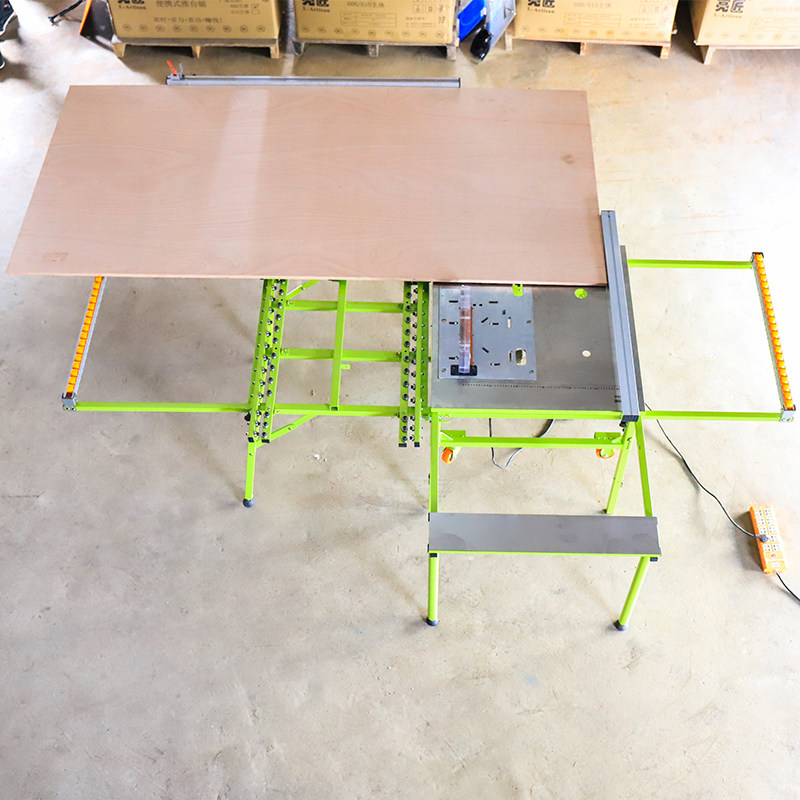 小型多功能便携式折叠锯台倒装子母无尘推台锯轨道伸缩木工工作台