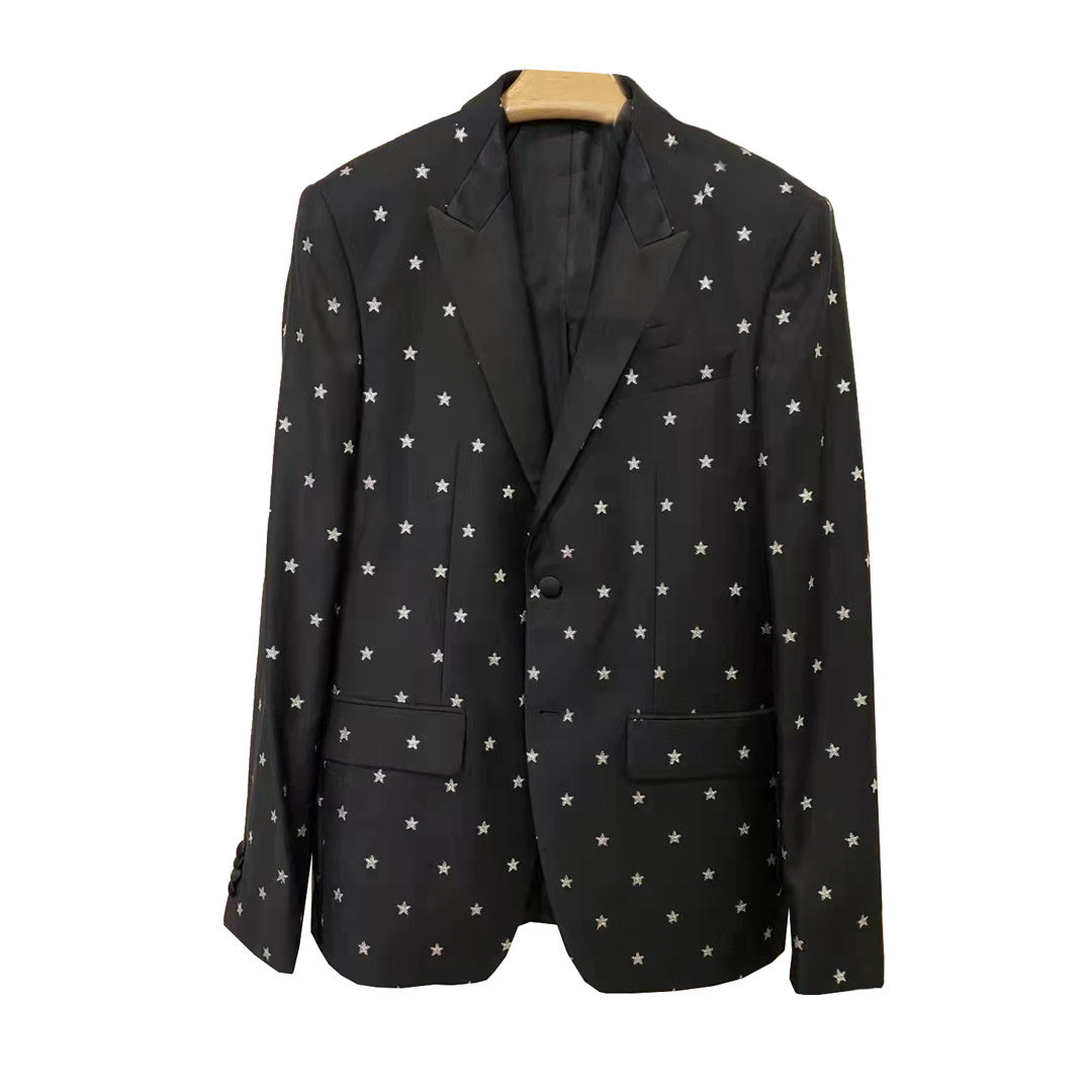 rokkihu欧美明星slp风格星星刺绣工艺西装外套西服