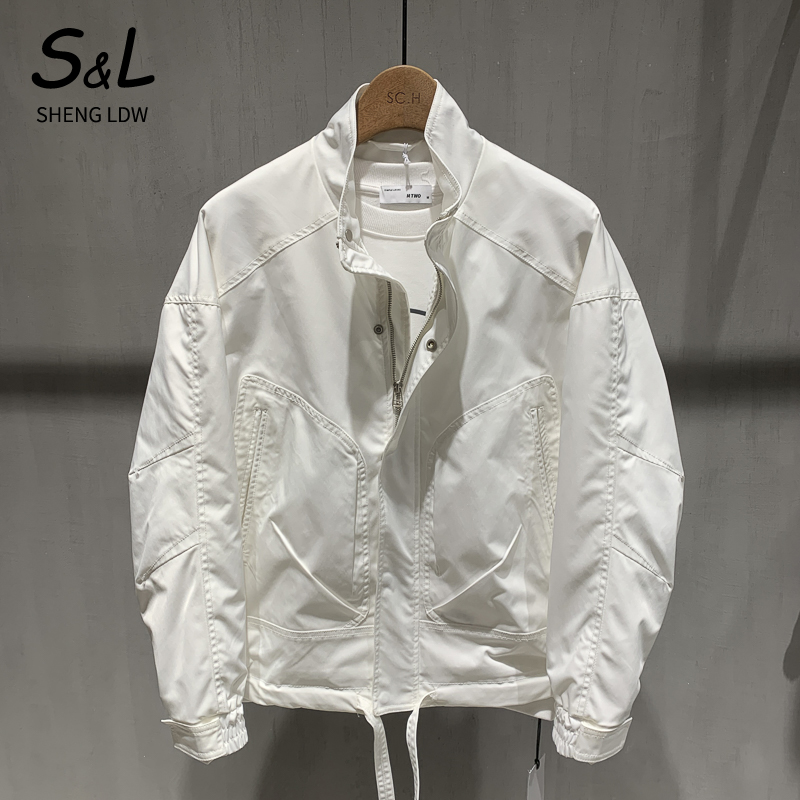 圣罗帝威潮流宽松纯色百搭时尚工装外套日常休闲秋季男士立领夹克