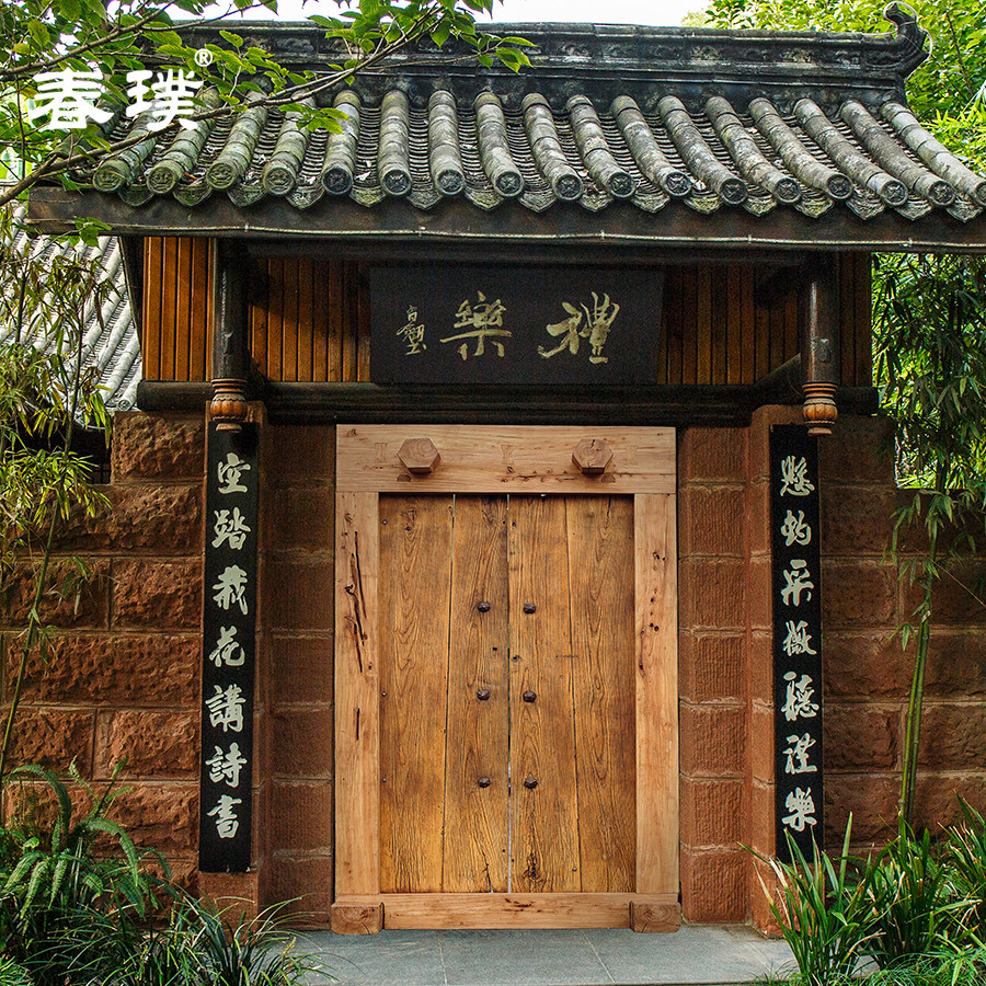 门框如意古宅院门庭院民俗榆木定制门板框老庭院门