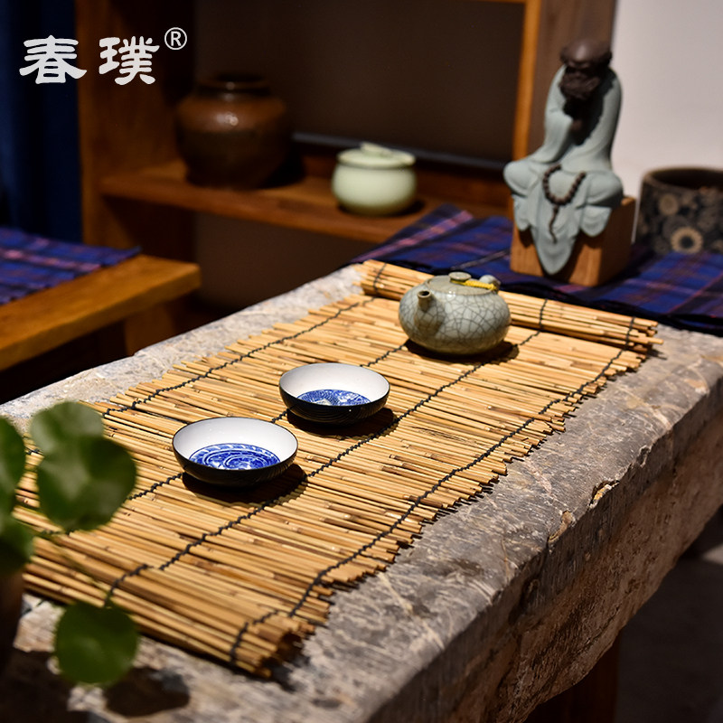 老石石头长方形茶几户外青石板茶台组合庭院石桌石雕