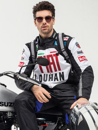 杜汉duhan摩托车骑行男女套装防风保暖机车防摔赛车服