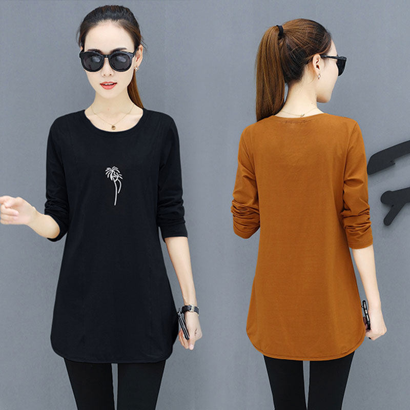 纯棉中年大款宽松衣服秋衣妈妈恤丅长衫女衫t恤