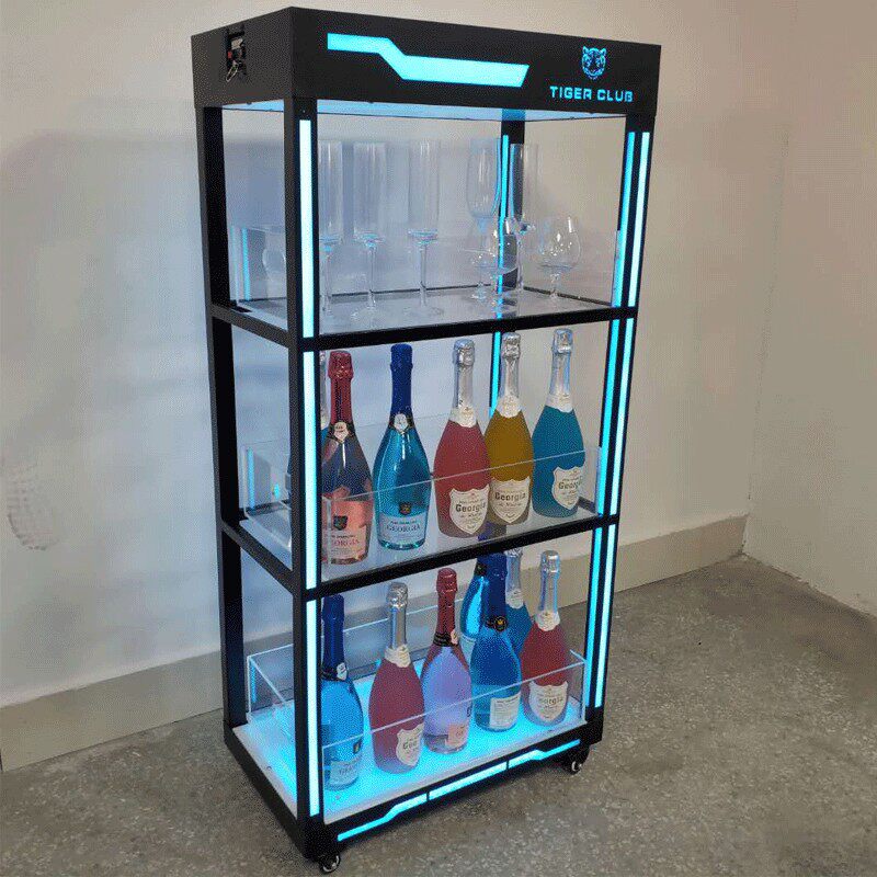 香槟酒柜发光酒吧新款香槟酒led三层展示柜双层酒架