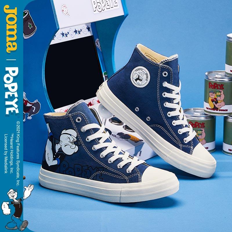 布鞋jomapopeye大力水手联名情侣典高帮帆涂鸦帆布帆布鞋