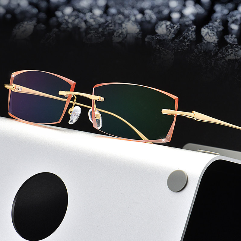 古登堡 近视眼镜 眼镜架 眼镜框女 无框切边韩版潮含镜片成品