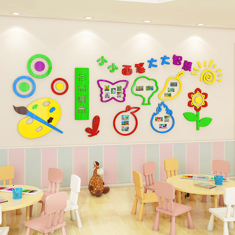 美术作品展示墙贴幼儿园少儿儿童儿童画画室布置环创墙贴