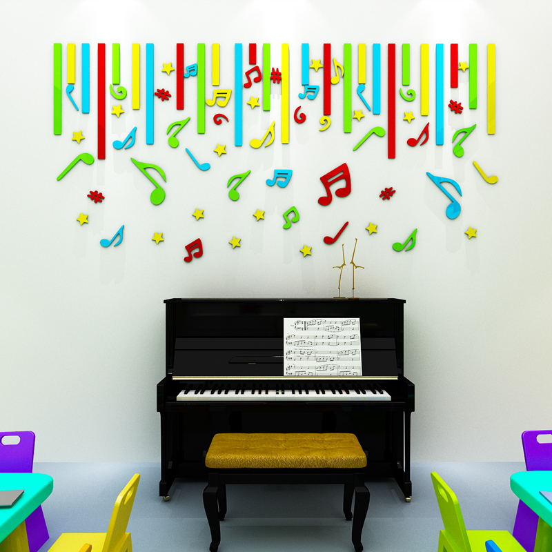 音乐教室贴纸3d立体钢琴琴房琴行墙面装饰墙贴
