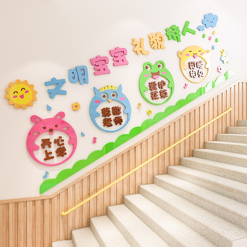 幼儿园楼梯墙面装饰教室班级环创材料环境布置墙贴
