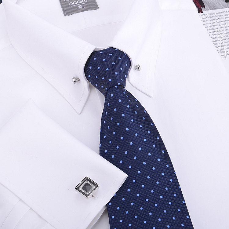 160支晚宴宴会主持司仪衬衫领针法式长袖礼服衬衫