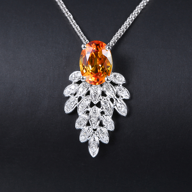 意禄钻石镶嵌珠宝金镶嵌18k女款吊坠蓝宝石彩色颈饰