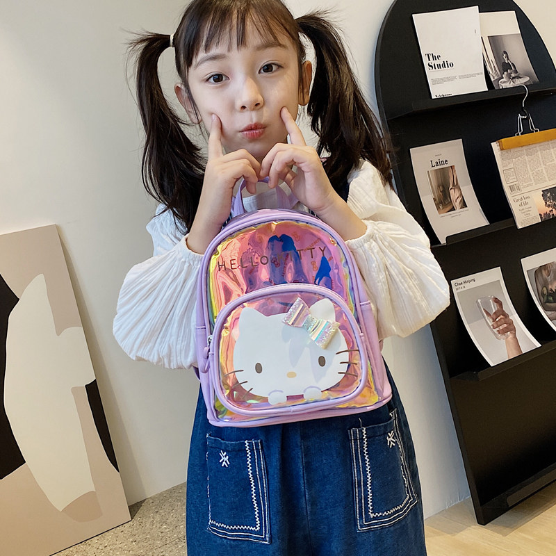 女童背包kt镭射透明卡通可爱公主幼儿小女孩书包