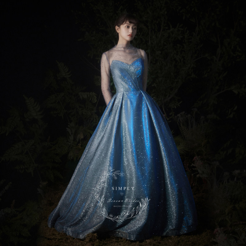 星湖简柒礼服平时裙子幻超梦幻显瘦渐变星空礼服