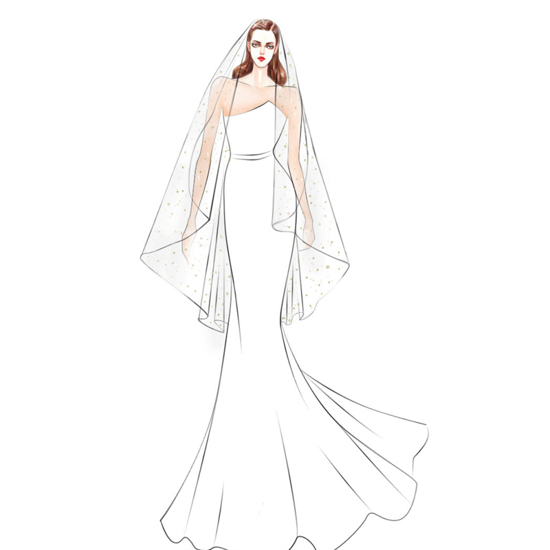 2020新款亮闪头纱头头饰主婚婚纱新娘结婚香槟色头纱