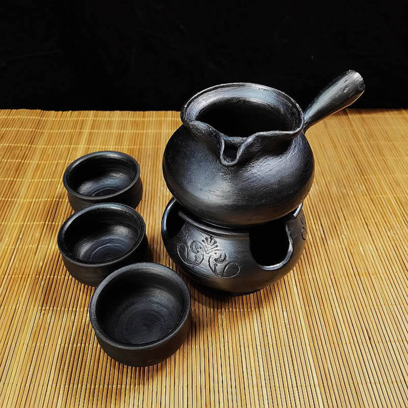 包邮云南黑陶茶具大理剑川烧烤茶罐酒精餐饮具公道杯