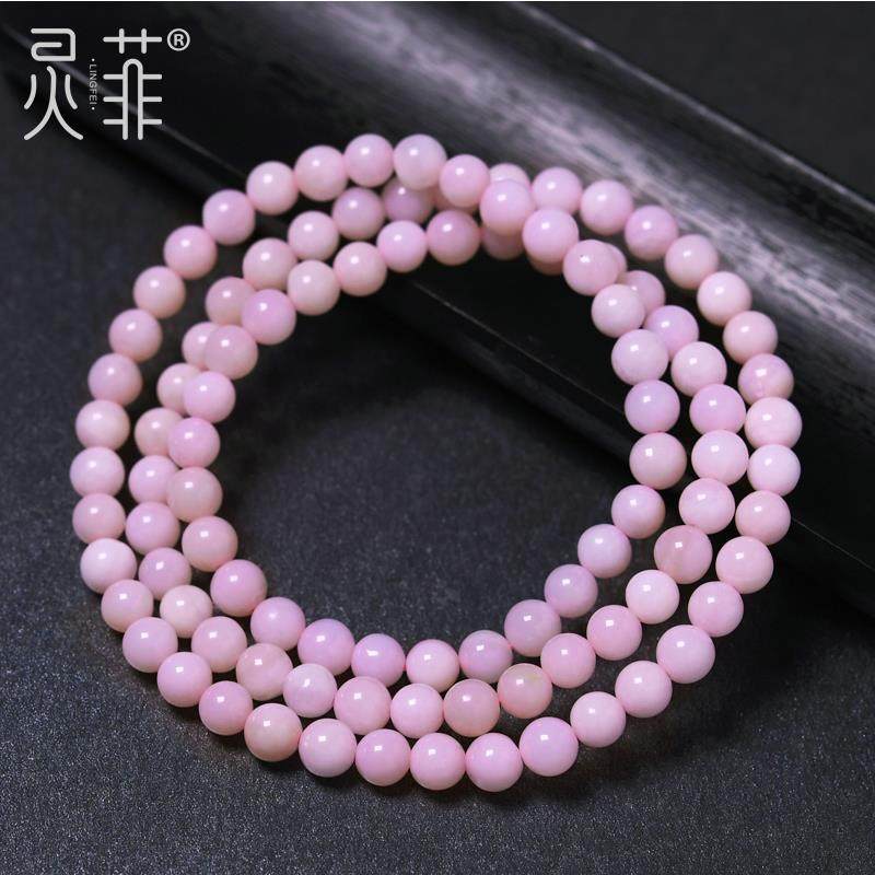 天然粉澳宝手链女610mm粉欧泊澳洲红粉色蛋白石宝石单圈水晶手串