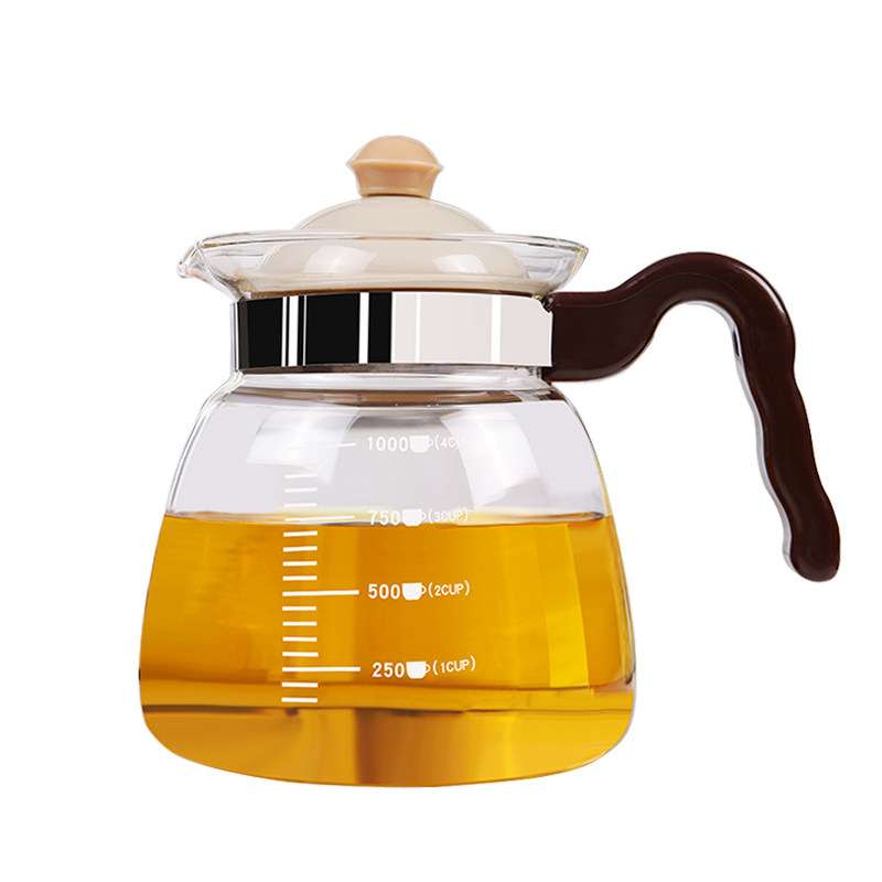茶壶瑾雅无铅耐热玻璃花茶刻度水壶耐高温高硼硅茶壶