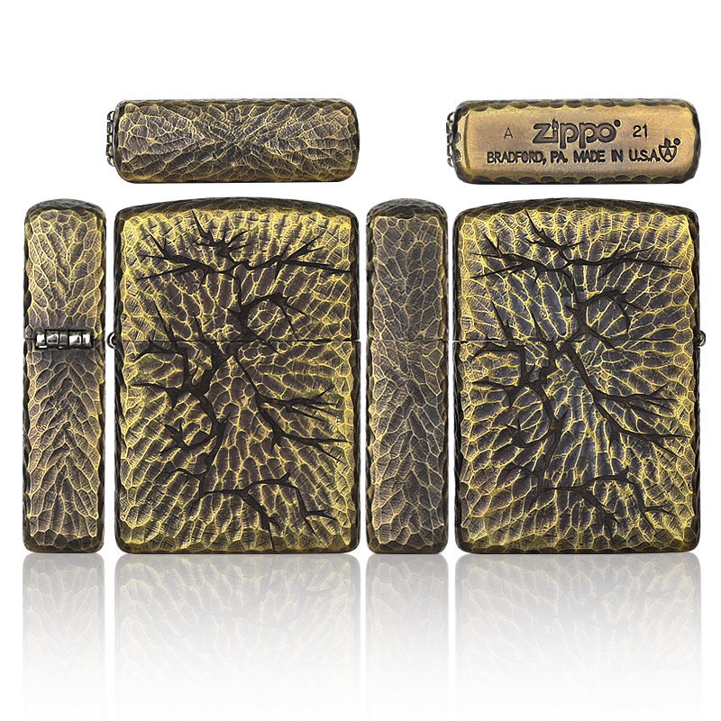 zippo打火机官方正版防风芝宝火机 盔甲陨石裂纹 男士送礼收藏-mc母婴