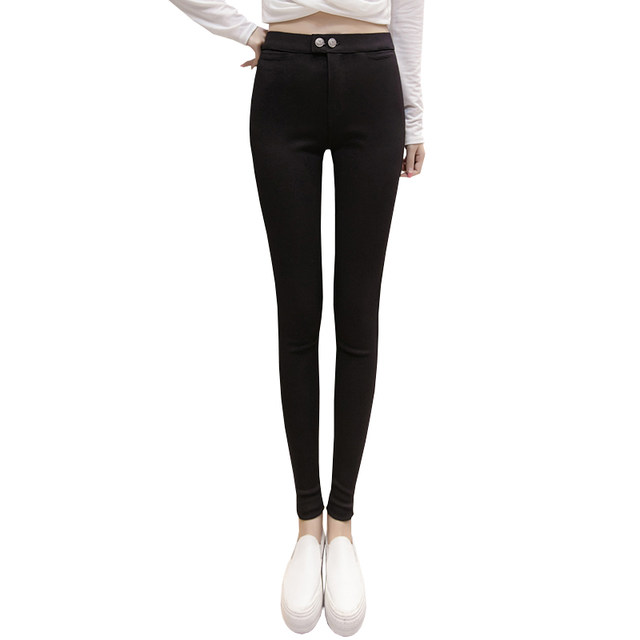 Leggings women's outer wear 2020 spring, autumn and winter new high-waisted black tight-fitting feet plus velvet slimming magic pants Leggings women's outer wear 2020 spring, autumn and winter new high-waisted black tight-fitting feet plus velvet slimming magic pants