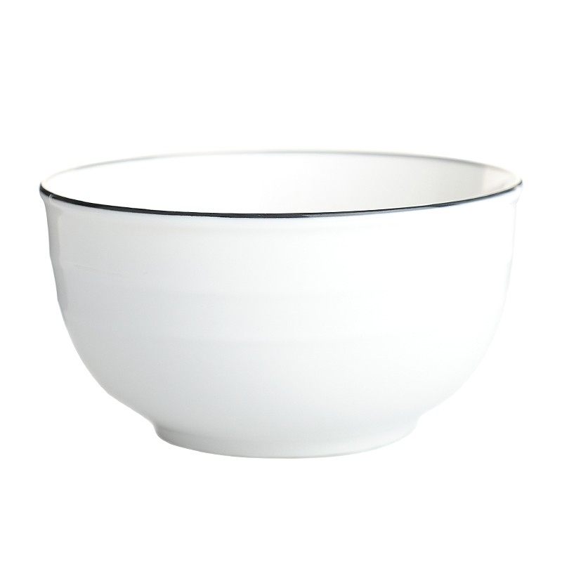 饭碗瓷碗家用纯白色6英寸10个装陶加厚白瓷米饭碗