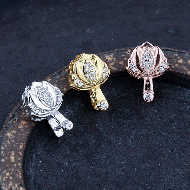 银扣夹扣纯银瓜子扣子莲花玉坠吊坠扣头diy扣