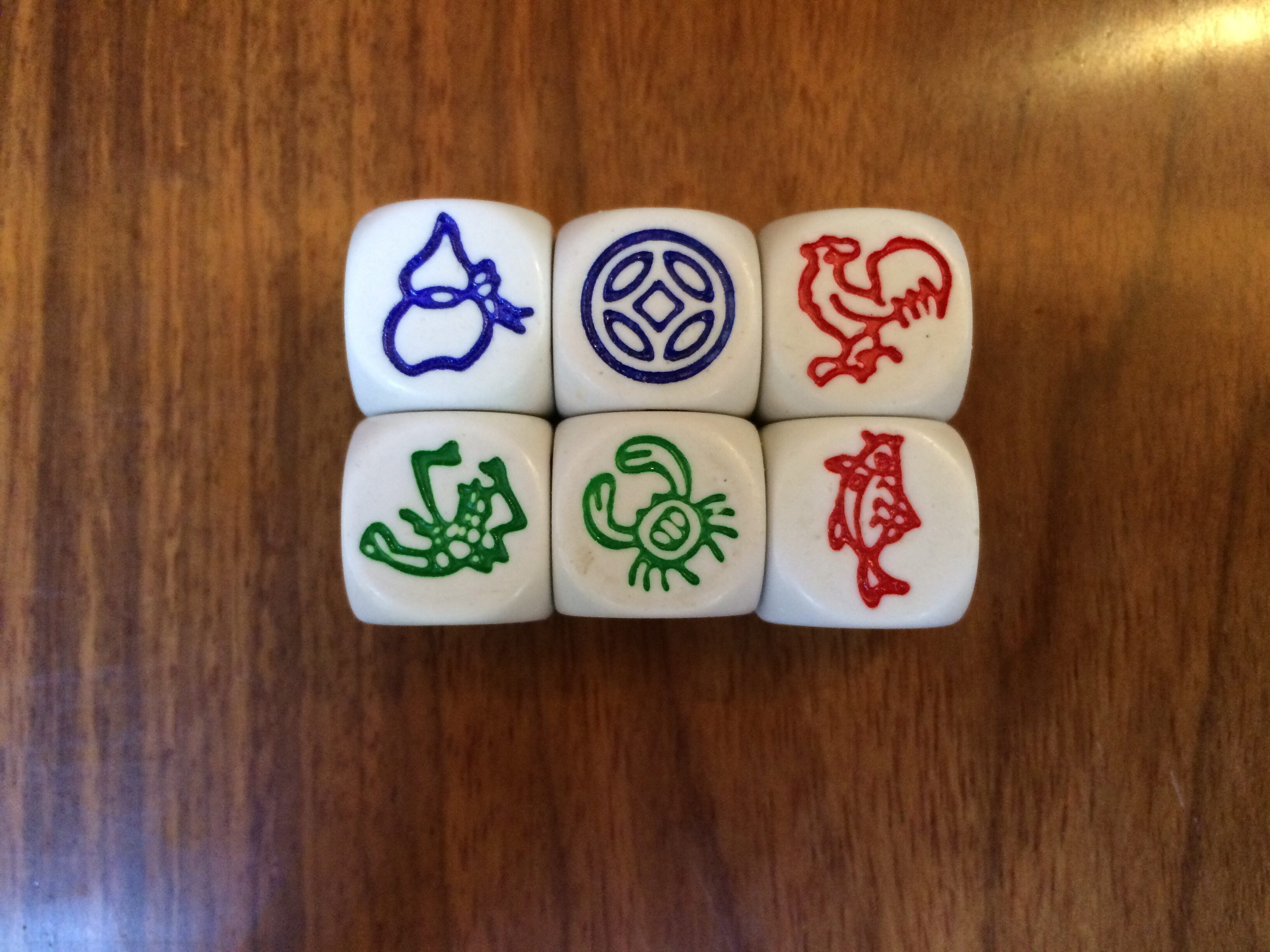 鱼虾骰子图纸筛盅套装雕刻携便筛子蟹骰金钱色子