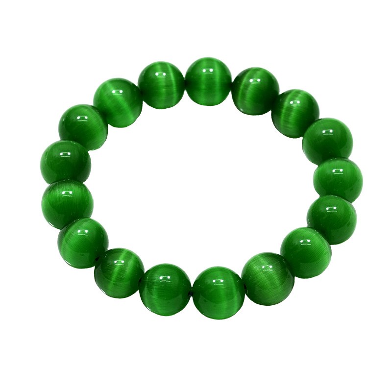 猫眼石手链绿色猫眼效应手串翡翠绿甜美女款 单圈学生女友礼物 正品