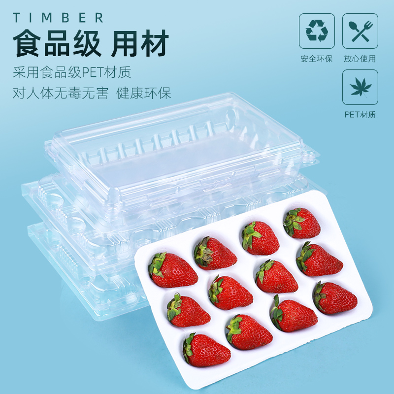 100个一次性塑料透明草莓包装盒有盖草莓柿子李子水果