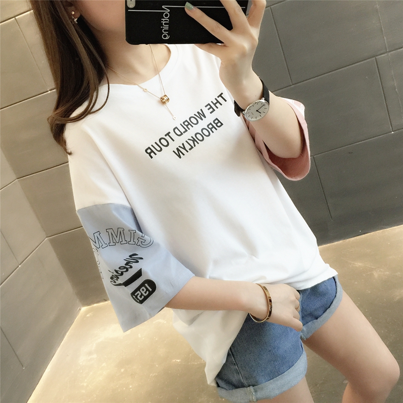 纯棉短袖T恤女装宽松2022年新款夏季洋气上衣服设计感打底衫爆款