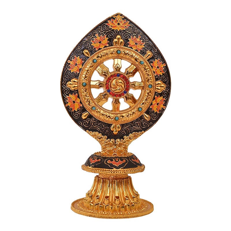 转动法轮藏传佛教用品供具尼泊尔轮王七政密宗法器摆件