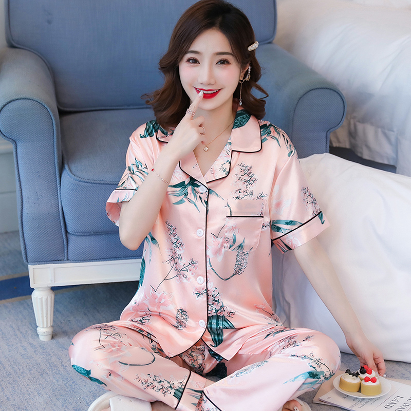 新款夏季冰丝夏短袖性感丝绸女睡衣