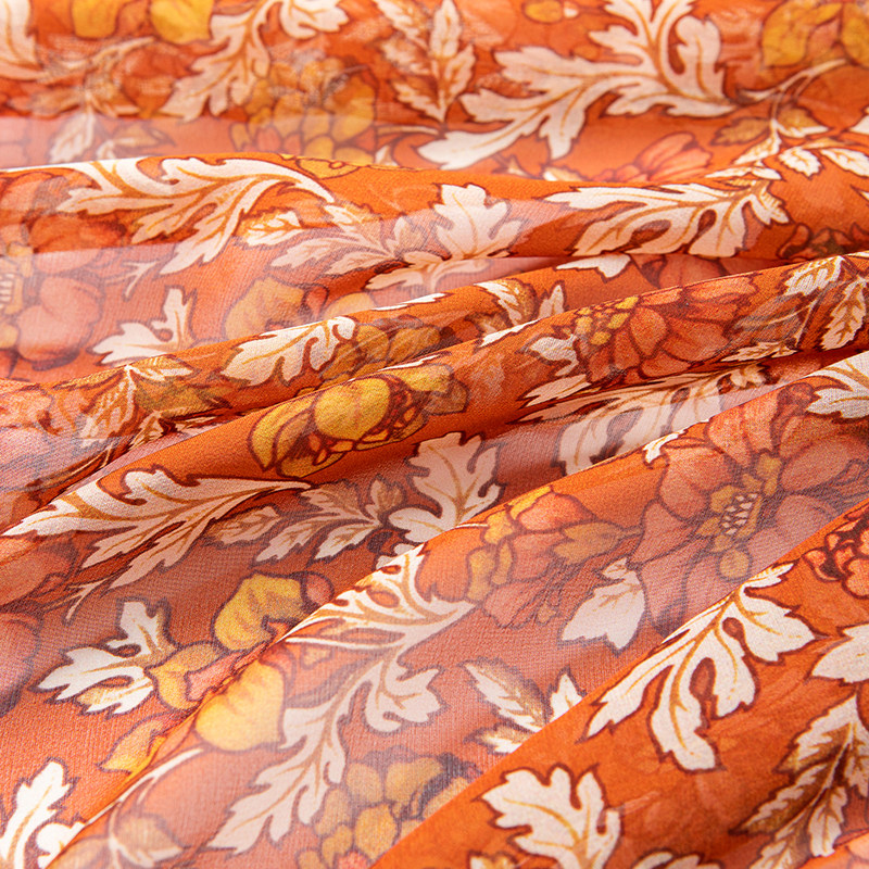 真丝布料姆米乔其纱半透柔软丝绸桑蚕蚕丝印花海绵垫