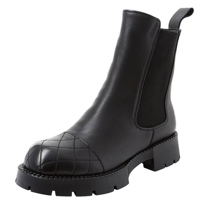 真皮厚底切尔西靴女短靴2021新款百搭靴子软底时装靴