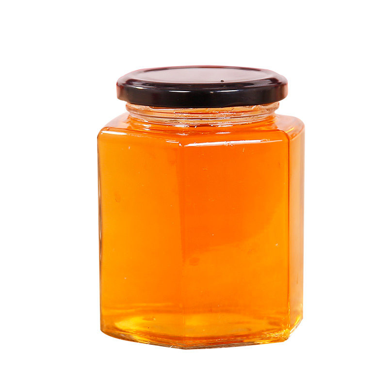 包邮六棱玻璃瓶蜂蜜食品包装密封罐果酱菜瓶子储物燕窝罐头瓶带盖