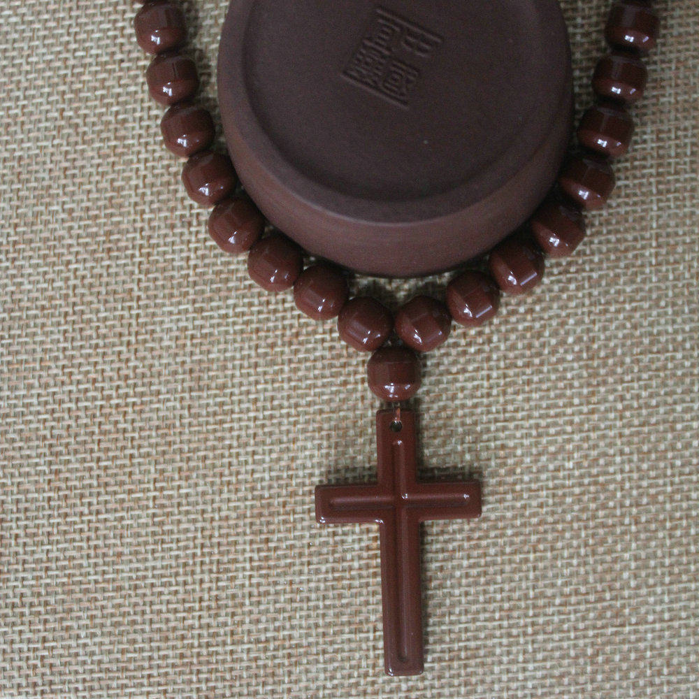 项链十字架韩国托玛琳健康耶稣麦饭石项链