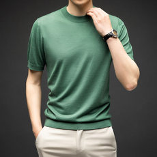 精纺羊毛衫男100%纯羊毛圆领宽松毛衣男士短袖套头针织衫春秋薄款 精纺羊毛衫男100%纯羊毛圆领宽松毛衣男士短袖套头针织衫春秋薄款