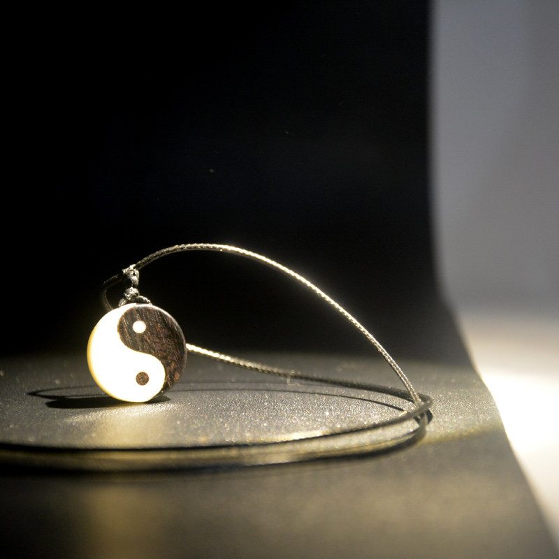 太极阴阳鱼黑檀木勾玉古风道家文化八卦吊坠项链