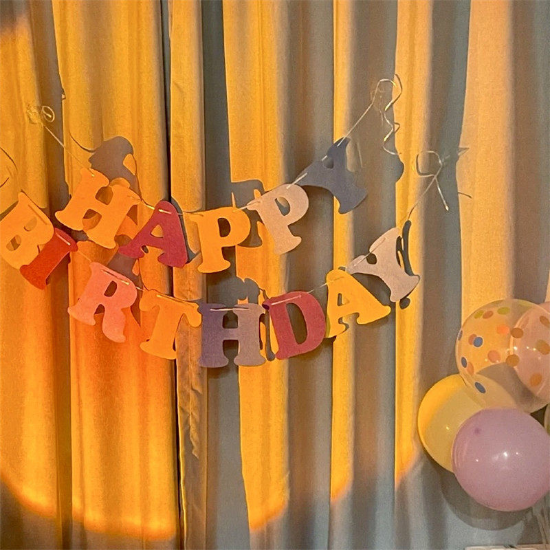 落日投影生日快乐派对布置拍照道具网红变色ins节日装扮用品