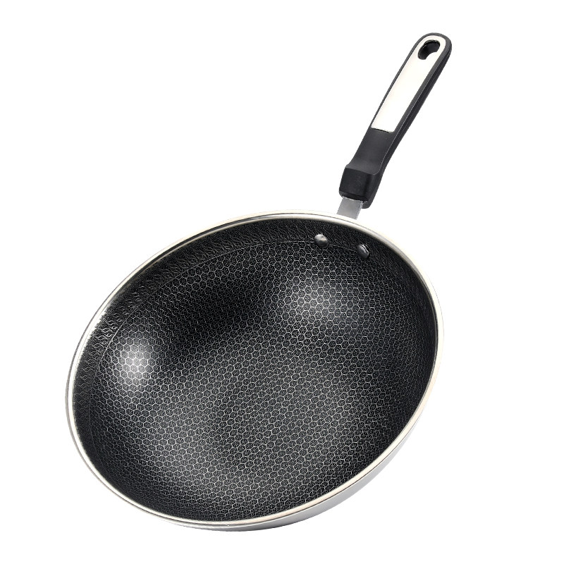 德国316不锈钢炒锅无涂层家用平底锅煤气灶电磁炉专用不绣钢加厚