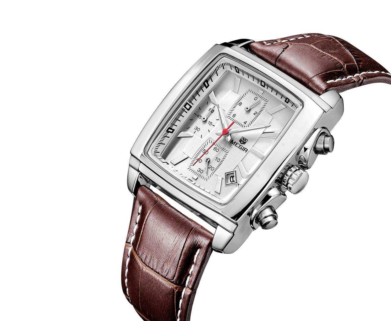 手表一件代发美格格尔megir男士男表瑞士三眼国产腕表