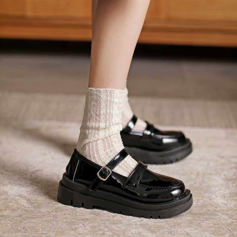 小皮鞋女2022年夏季日系jk制服鞋松糕底学院风玛丽珍厚底高跟单鞋