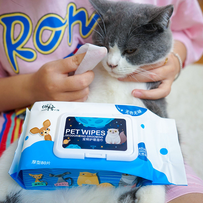 猫咪湿巾狗狗湿巾宠物消毒狗湿纸巾猫专用去泪痕宠物湿巾加厚80抽