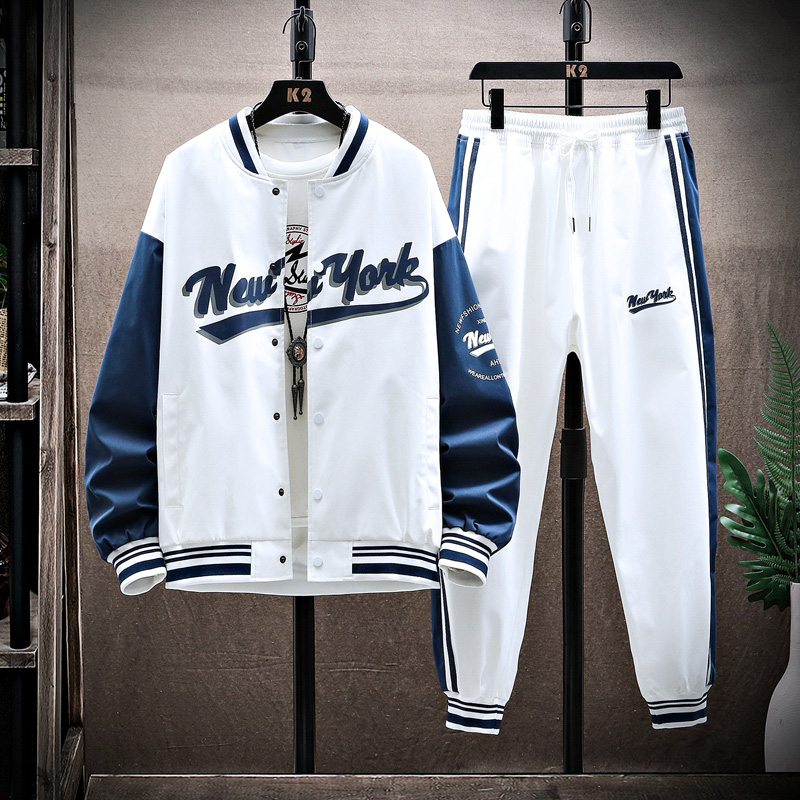 男士休闲运动套装春秋季宽松一套搭配帅气潮流2022年新款秋装外套