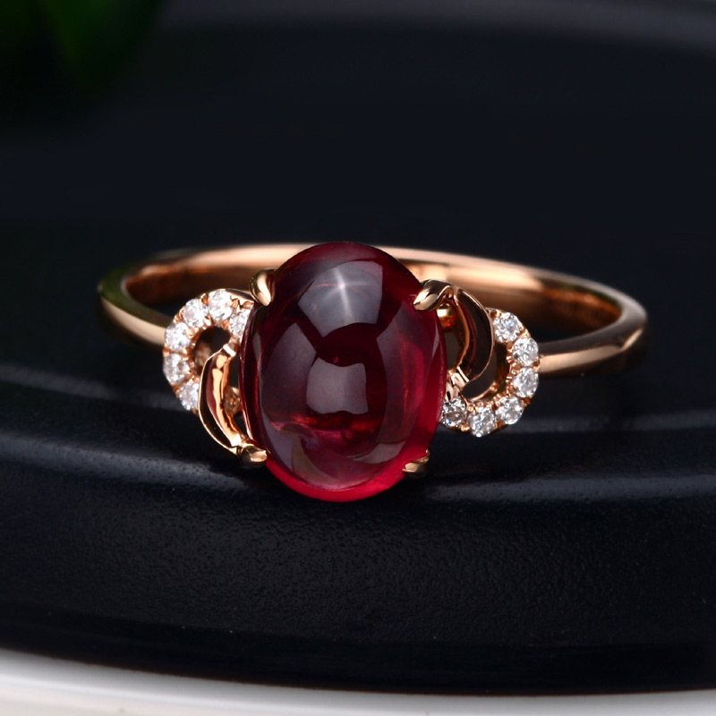 戒指莉萨珠宝20克拉天然石榴石18k金镶嵌镶嵌钻石手饰
