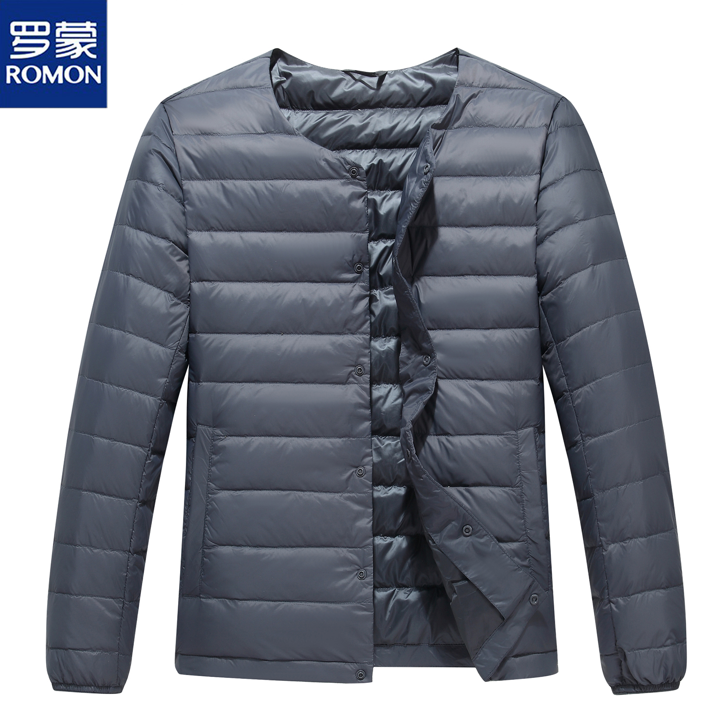 罗蒙羽绒服内胆男士内穿打底无领超薄内搭圆领冬羽绒服